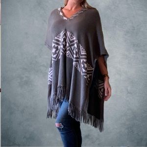 Minnie Rose Cotton Fringe Ruana (Tunic)